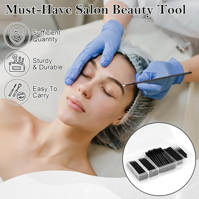 230 Pcs Brow Lamination Supplies with Plastic Box Black Micro Eyebrow Brush Spoolies Disposable Lip Applicators Eyelash Brush Mascara Wands Micro Swabs Brow Lamination Kit for DIY Eyelash