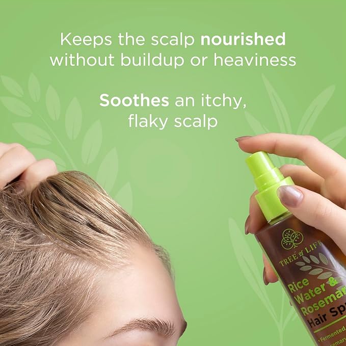 Rice Water Hair Spray Rosemary Water Spray for Hair Growth (8.8 fl oz) - Hair Thickening Fermented Rice, Caffeine, Rosemary Extract, Biotin, Keratin and Castor Oil Scalp Care