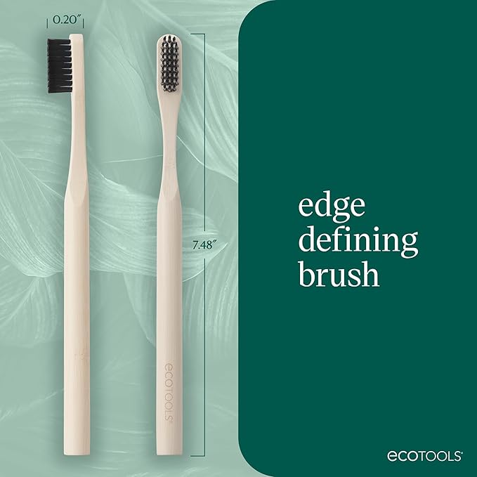EcoTools Edge Defining Hairbrush, For Precision Styling, Tame Edges, Baby Hair, & Frizz, Dense Synthetic Bristles, Small Brush Head To Style Hairline, Renewable Bamboo, Cruelty-Free, 1 Count
