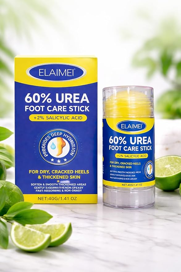 60% Urea Cream Stick with 2% Salicylic Acid, Maximum Strength Foot Cream for Dry Cracked Heels, Callus and Dead Skin Remover, Fast Absorbing, 1.4 oz, (1.41 oz pack of 2)