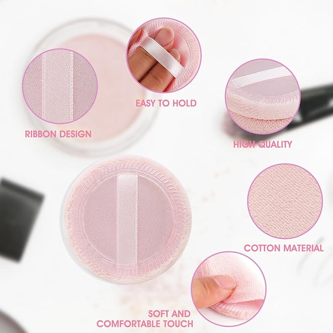 Sibba 12 PCS Blush Loose Powder Make Up Puff Face Setting Body Makeup Soft Velour Sponge Cosmetic Make Up Mini Portable Finger Applicator Holder Small Fluffy Highlighter Facial Cosmetic Cushion