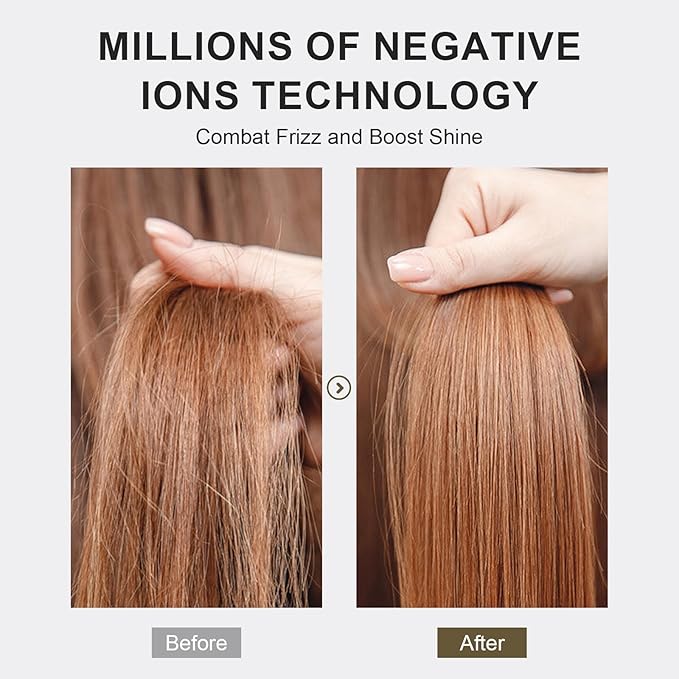 Dual Voltage Blow Dryer Brush Travel Hair Dryer Brush in One,2 inch Oval Shape Hot Air Brush,Travel Hair Tools/Volumizer/Straightener/Curler,European Blow Dry Brush with Universal Adapter