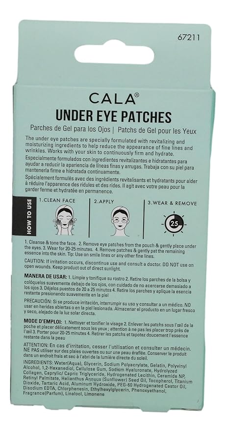 Cala Under Eye Patches Collagen + Hyaluronic Acid, Firming Hydrating Eye Masks to Depuff & Brighten, Helps Soften Fine Lines, 5 Pairs, 10–20 Minute Use