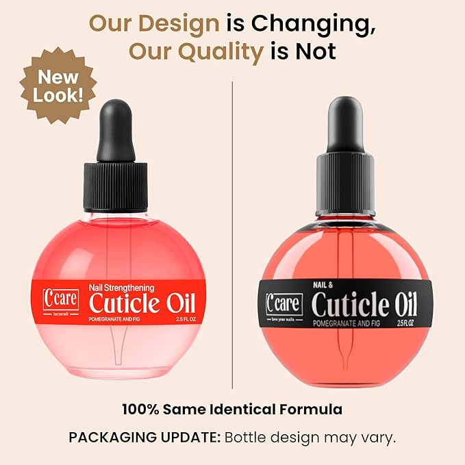 C CARE Pomegranate and Fig Cuticle Oil For Nails - Repairs Cuticles Overnight - Moisturizes and Strengthens Nails and Cuticles - Dropper & Brush included - 2.5oz