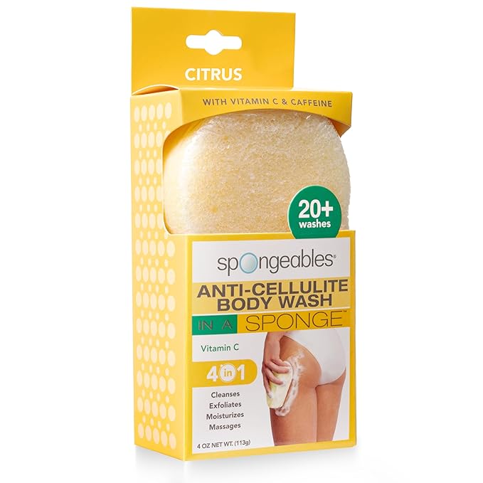 Spongeables Exfoliating Body Wash in a 20+ Wash Sponge, Vitamin C, 1 Count