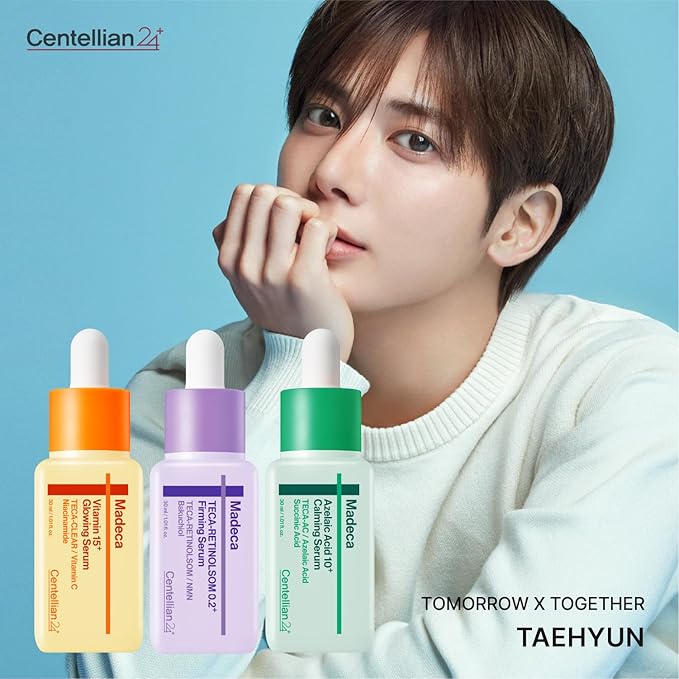 CENTELLIAN 24 Madeca Serum Trio Set, Pack of 3 Taehyun Edition-Azelaic Acid 10+,Vitamin 15+ & TECA Retinolsom 0.2 Serums (3x 1.01 fl oz) Redness Relief, Sebum Control, Pore Minimizing, Skin Elasticity