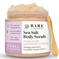 Bare Botanics 24oz Lavender Citrus Himalayan Sea Salt Body Scrub | Non-toxic, Vegan & Cruelty-free | Made in Madison, WI | Full Body Exfoliator & Hydrating Moisturizer with a Cute Wooden Spoon