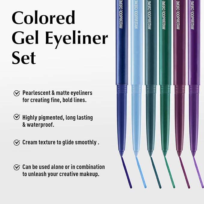 2 PCS Golden Eyeliner Pencil Set, Retractable Shine Shimmer Gel Waterline Eye Liner Pen, Smudge-Proof Multi-Use Creamy Eye Brightener High Pigmented Long-Lasting Smooth Eyeliner for Older Women