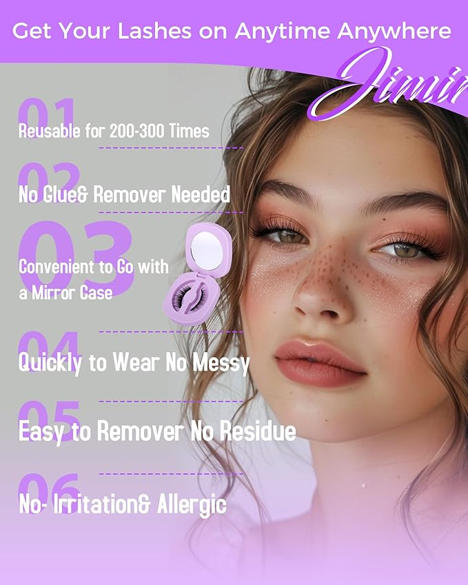 Cat Eye Magnetic Eyelashes Natural Look Wispy Magentic Lashes Reusable Magnetic Eyelashes with Applicator No Glue Needed Press on Magnetic Lashes by JIMIRE Quick to Wear by JIMIRE