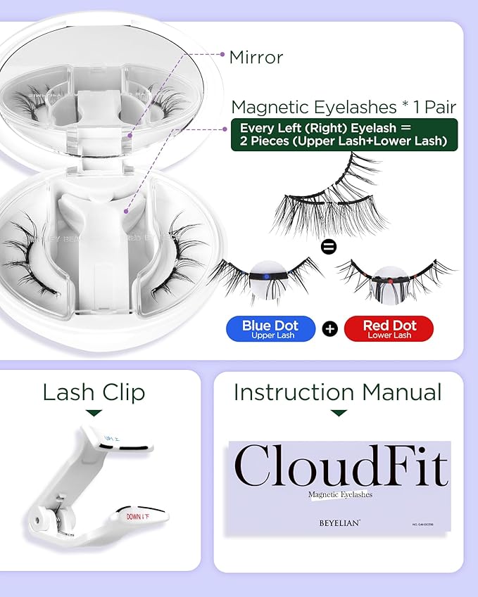 BEYELIAN Magnetic Eyelashes with Applicator, Upgrade Soft Magnetic Lashes Portable Magnetic Eyelashes Natural Look, Reusable, No Glue Needed Fales Eyelashes for Eye YT25 (All-In-One & Comfortable)