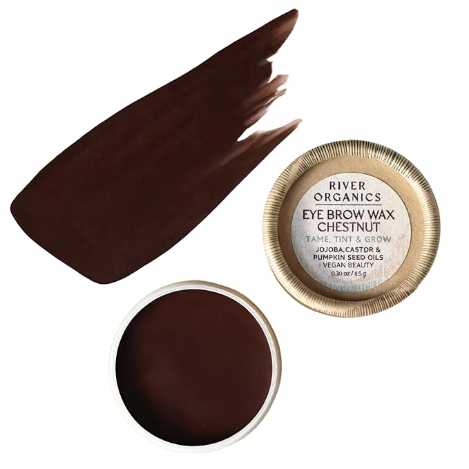 Zero Waste Eyebrow Wax & Growth Serum in Clear, Ash, Caramel, Chestnut, Dark by River Organics (Chestnut + Brush)