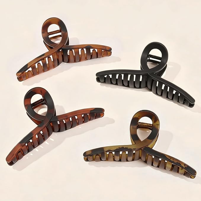 Big Hair Claw Clips for Women - Extra Large Jaw Clips for Thick Long Hair Strong Holder Cute Large 5.1 Inch, 4 Pcs Hair Clips