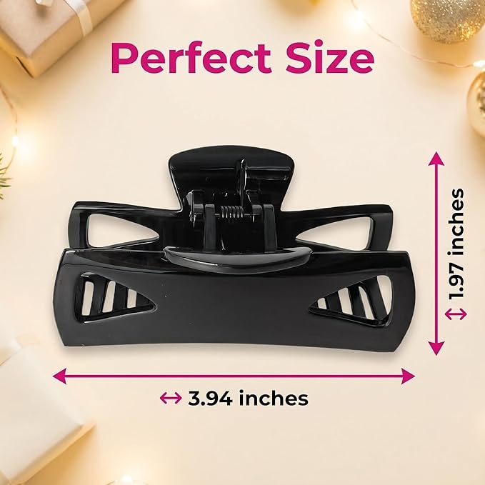 Hair Claw Clips for Women, Strong Hold Non-Slip Hair Clips for Thin Thick Hair, Fashion Jaw Clips Durable Hair Accessories (Black)
