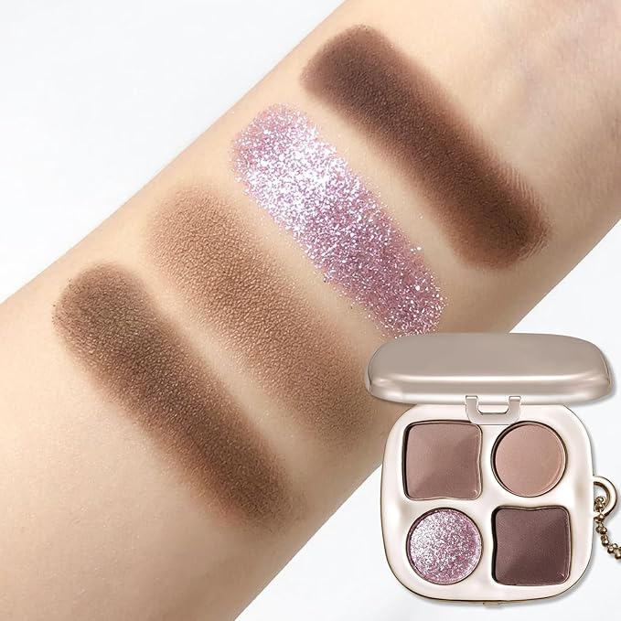 Erinde Cool Rose Taupe Brown Eyeshadow Palette with Mirror, Matte & Shimmer High Pigment Eye Shadow, Blendable Long-Lasting Everyday Eye & Contour Makeup Palette, Perfect for Blue, Green & Brown Eyes