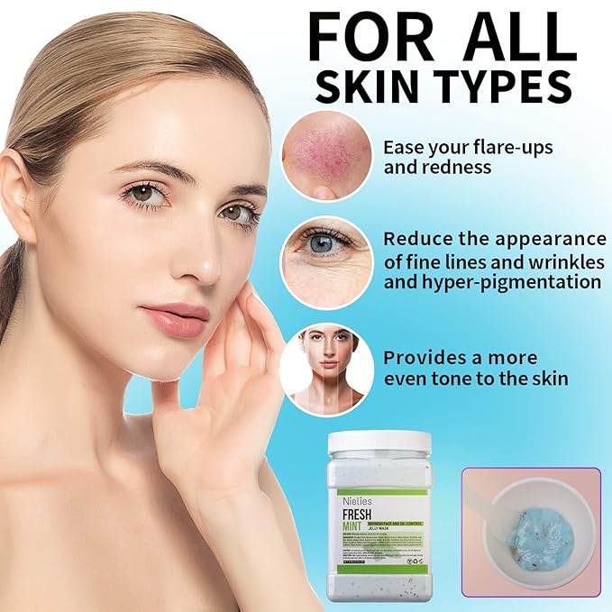 Jelly Mask for facials, Facial Skin Care- Peel-Off Jelly Mask Set, Face Mask For Instant Hydration, Vegan Peel Off Face Mask, For Moisturizing, Smoothing (Fresh Mint)