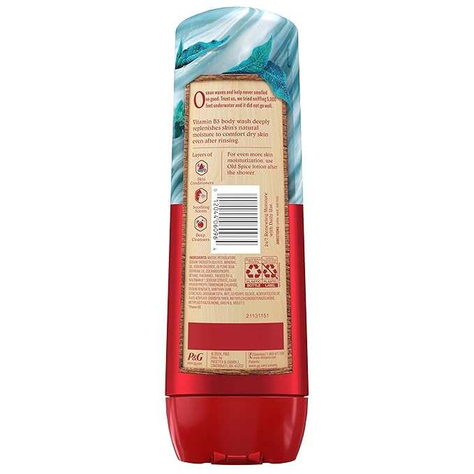 Old Spice GentleMan’s Super Hydration Body Wash for Men, Moisturizing Shower Gel for Dry Skin, 24/7 Renewing Moisture with Skin Conditioners, Deep Sea with Ocean Waves + Kelp Scent, 20 oz
