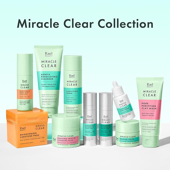 Rael Face Mask, Miracle Clear Clay Mask – Deep Pore Cleanser with Tea Tree & Gentle Exfoliation for Blackheads, Korean Skin Care (3.4 fl oz)