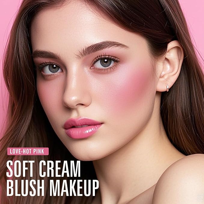 KIMUSE Liquid Blush, Long-Wearing Pigmented Soft Cream Face Blush, Waterproof, Smudge Proof, Dewy Finish