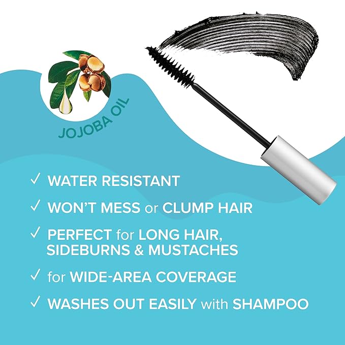 RED by KISS Quick Cover Root Touch Up Rescue (Natural Dark Brown), Mascara Natural Water-Resistant Temporary Gray Concealer Cover Up Brush for Hair Mustache & Beard, Formulated with Jojoba Oil