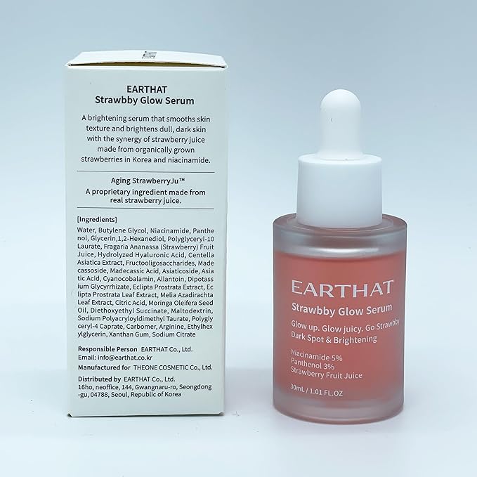 Glow Serum with Niacinamide 5% & Panthenol 3%, Brightening & Hydrating Face Serum for Radiant Skin, Korean Skincare with Fermented Strawberry & Centella Asiatica, 1.01 fl oz