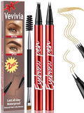 Vevivia Eyebrow Pen with Brush, 4 Tip&2 Tip Waterproof Eyebrow Pencils for Women,Microblading Eyebrow Pencils for All Brow Types to Create Hair-Like Brows,Non Dry Out,All-Day Wear,Light Brown(2 Pack)