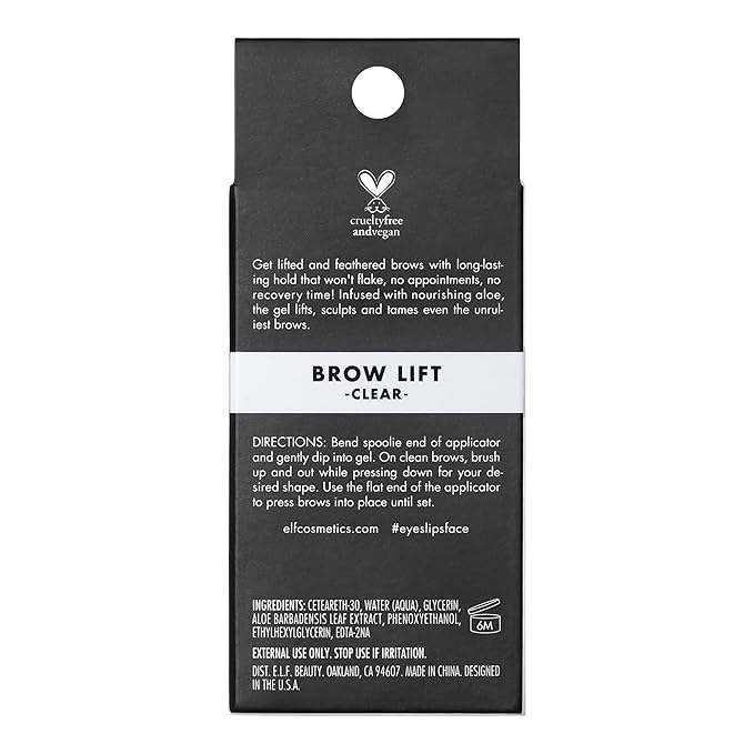 e.l.f. Brow Lift, Clear Eyebrow Shaping Wax For Holding Brows In Place, Creates A Fluffy Feathered Look, Vegan & Cruelty-Free, Clear