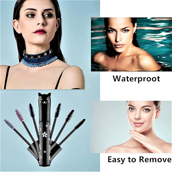 6 Colors Cat eye mascara Eyes Makeup Color Mascara Waterproof Fast Dry Eyelashes Curling Lengthening Eye Lengthening, Lifting, Curling (white 2 pcs)