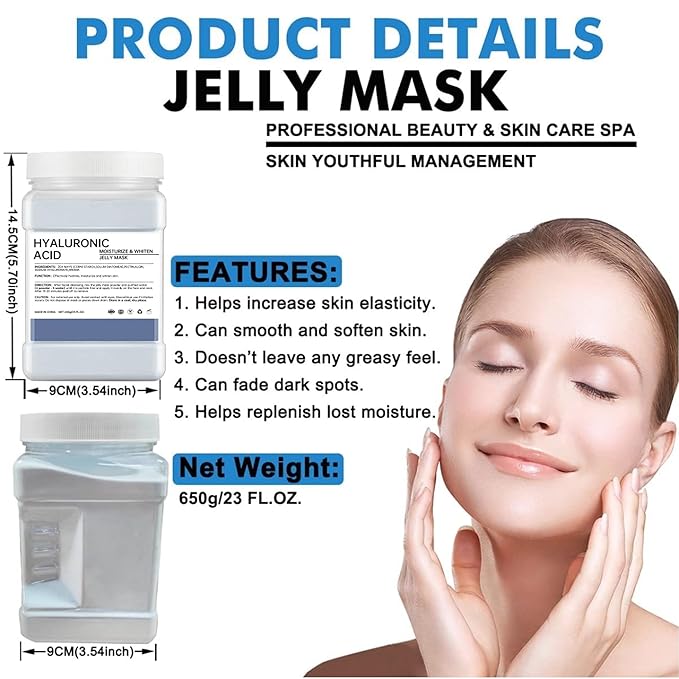 Jelly Mask Powder for Facials, Hyalorunic Acid Moisturizing Jelly Face Mask, Professional Peel Off Hydro Face Mask Powder for Fight Fine Lines