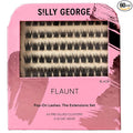 Silly George Pop-On Lashes - DIY 1-Step Pre-Glued Faux Eyelash Clusters, Natural Look Extensions, Black - Flaunt, 5-7 Pair Set, Pack of 60 Clusters