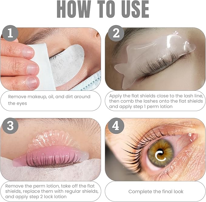 Libeauty Flat Lash Lift Shields, Ultra Thin Korean Flat Shields for Step 1 Perm/Lift, Flexible Use as Eye Patches or Lift Ribbon, Dolphin-Shaped Design for Easy Pick Up Clear