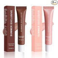 Summer Butter Lip Balm, Hydrating Plumping Clear Serum, Natural Glow Non-Sticky Transfer-Proof, Nourishing for Dry Lips, Women-Focused Lip Care with Shea Butter (#Iced Coffee & Cake, 2Pcs)