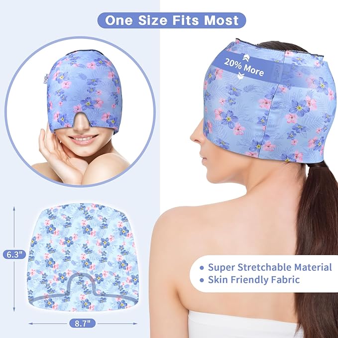 my novel things Migraine Relief Cap, Gel Cooling Eye Mask, Cooling Gel Relief 2 Pack Set, Headache Relief with Hot/Cold Gel, Instant Headache Relief, Reusable Gel Eye Mask Ice Pack for Stress Relief
