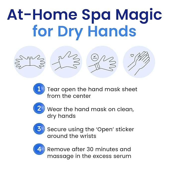 Repairing Hand Mask for Dry Cracked Hands, Hand Masks with Coconut, Shea Butter, Jojoba Oil & Vitamin E, Moisturizing Gloves, Skin Care Gifts for Women & Men, Self Care Gifts for Women (6 Pairs)
