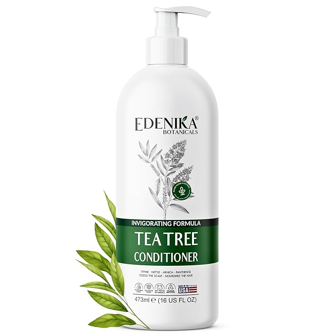 Edenika Botanicals Tea Tree Conditioner with Thyme, Nettle & Arnica, 16 fl oz, Invigorating & Nourishing Formula, Vegan, Sulfate-Free, Paraben-Free, for All Hair Types