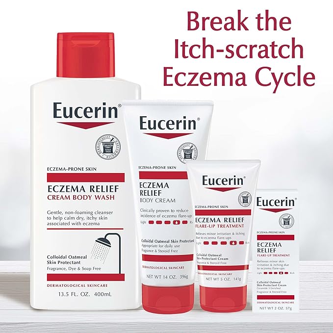 Eucerin Eczema Relief Cream - Full Body Daily Lotion for Eczema-Prone Skin - 5 oz. Tube (Pack of 12)