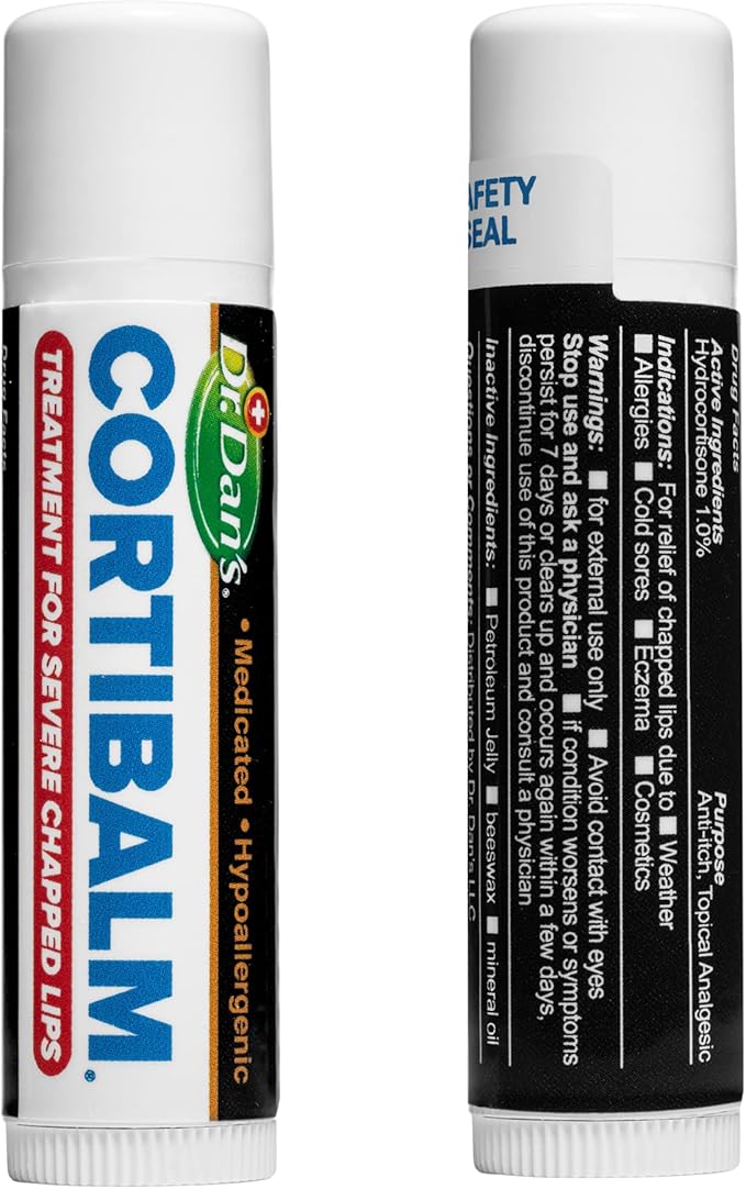 Dr. Dan's Cortibalm - 2 Pack - for Dry Cracked Lips - Healing Lip Balm for Severely Chapped Lips - Designed for Men, Women and Children