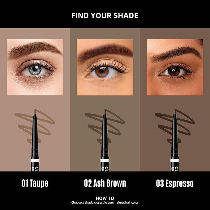 Ultra Precise Brow Pencil,Dual-Ended Precision Eyebrow Pencils for Women，Defines, Creates Full,Longwearing for Perfect Brows, Professional, Natural-Looking Micro Ash Brown Brow Pencils (2 Pcs)