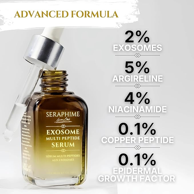 Exosomes for Skin Serum – Anti-Aging Multi Peptide Serum for Face Pores, Fine Lines & Microneedling – 2% Exosomes, GHK-Cu Copper Peptides, Argireline, EGF & Hyaluronic Acid