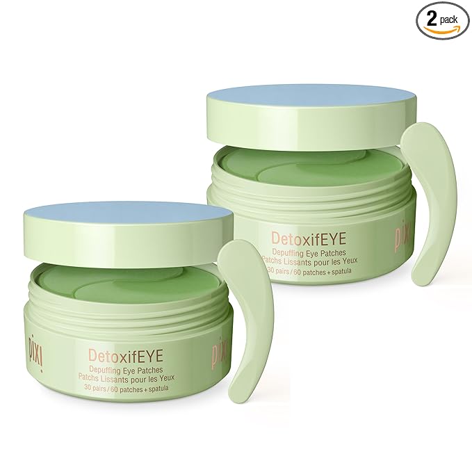 Pixi DetoxifEYE 2-Pack | Depuffing Hydrogel Under-Eye Patches|Cucumber, Gold & Caffeine for Puffy Eyes and Dark Circles | 2 Boxes, 60 Pairs, 120 Patches
