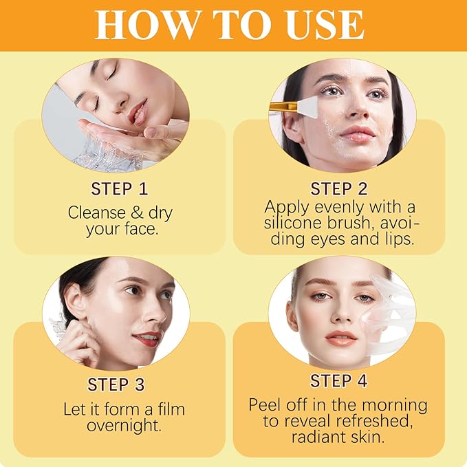 2Pack Turmeric Vitamin C Collagen Overnight Wrapping Peel Off Mask with Retinol for A Clear, Dewy, Radiant Complexion Against Roughed & Stressed & Saggy Skin, Anti-Aging/Wrinkles/Fine Lines
