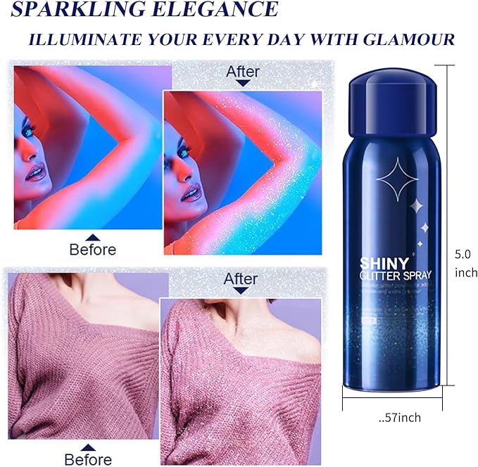 HANYWIL Body Glitter, Glitter Spray for Hair and Body, Spray, Hairspray Clothes, Long-Lasting Shimmer Suitable Stage, Festival Rave Makeup Prom