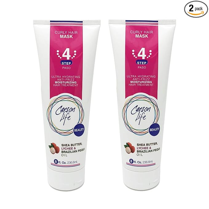 Carson Life Hair Mask For Curly Hair Paraben and Sulfate Free - 8 Oz - Designed For Curly & Wavy Hair - Restores Curls, Elasticity & Prevents Breakage (2 Pack)