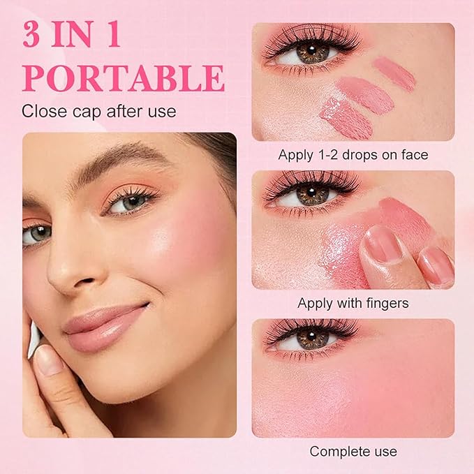 Aztk Liquid Blush, Jelly Color Liquids Blushes with Sponge Head, Matte Nude Makeup Blusher Cream, Lasting, Lightweight, All-day Moisturizing and Smooth, Self-Contained Brush, Portable Makeup (JC01)