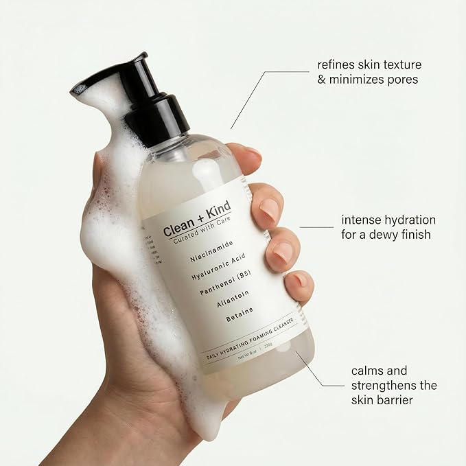 Daily Facial Cleanser for Sensitive Skin – Gentle Non Stripping Face Wash with Niacinamide & Hyaluronic Acid – Removes Makeup, SPF & Oil While Supporting Skin Barrier