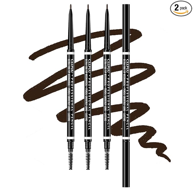 Brow Pencil, 4 Pcs Waterproof Precision Espresso Eyebrow Pencil Defines, Creates Full, Longwearing for Brows, Professional,Natural-Looking Micro Eyebrow Pencils for Women, Eyebrow Color