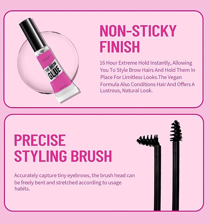 Clear Eyebrow Gel Set, Fast Eyebrow Shaping,Long-Lasting Waterproof and Transfer-Proof Extreme Hold Brow Glue(Transparent-2PCS)