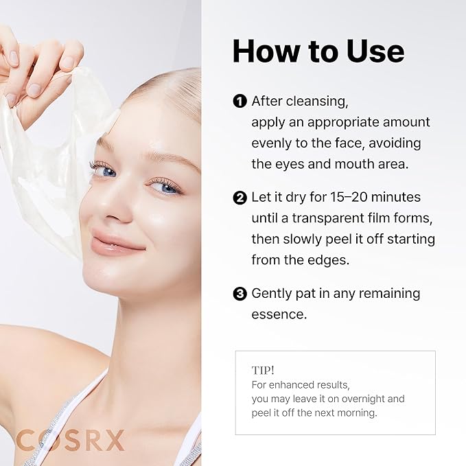 COSRX PDRN EXOSOME Glaze Wrapping Mask with SALMON DNA PDRN, Instant Glow, Easy Peel-Off Overnight Mask for Glass Skin, Firmness, Elasticity & Skin Texture Care, Mothers day gift, Korean Skin Care