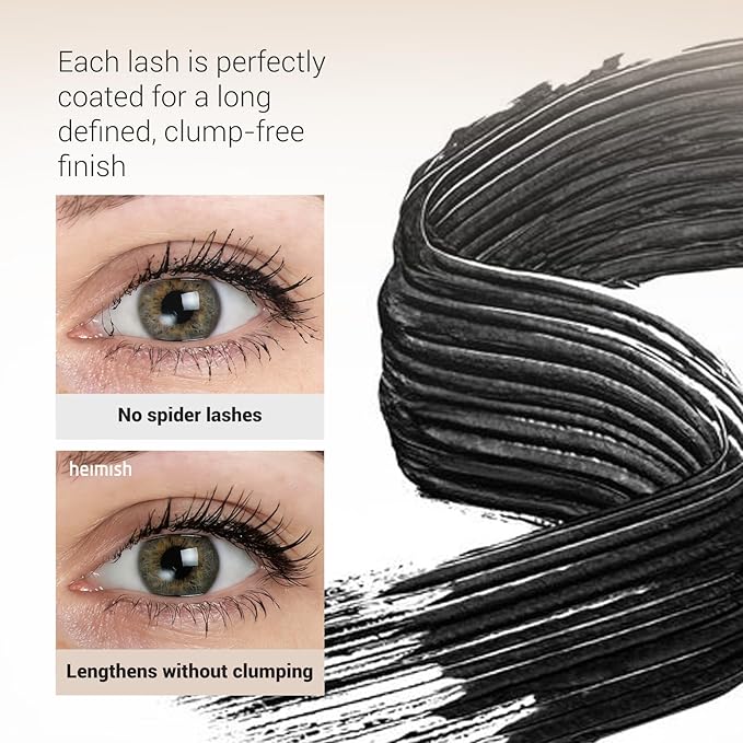 HEIMISH Dailism Smudge Stop Mascara 0.32oz/9g - Curling & Lengthening, Long-lasting, Waterproof, Smudge-proof, Non-Clumping, Washable Cleansing Korean Mascara - Black Curling
