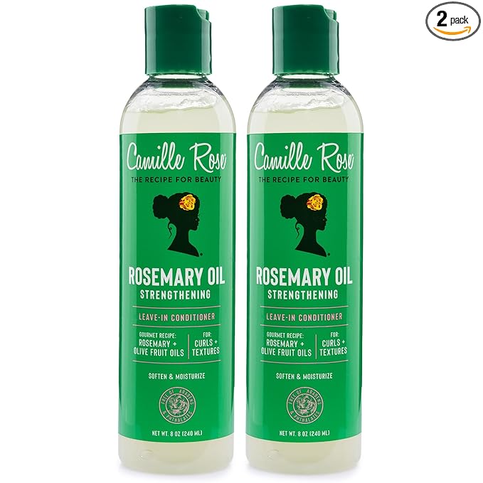 Camille Rose Leave-In Conditioner 2-Pack, Rosemary Oil – DeepConditioning for Hair Strengthening, Detangling, Dry Scalp Moisturizer, 8Oz