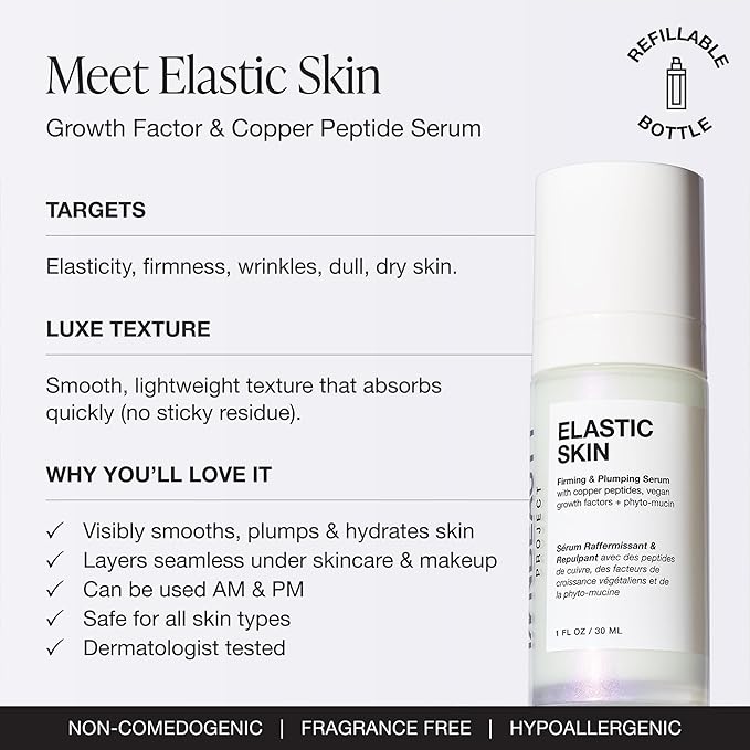 INNBEAUTY Project Elastic Skin Firming & Plumping Growth Factor Serum with Copper Peptides, 1 OZ (30ml)